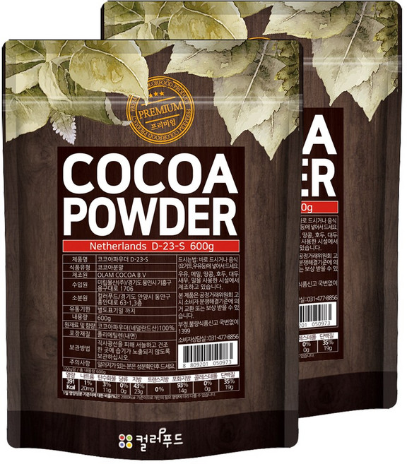 colorfood 코코아 파우더, 600g, 1개입, 2개