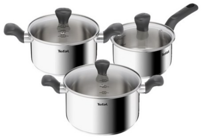 테팔 인덕션 이지쿡 냄비 2개, 편수냄비16cm+양수냄비(20cm+24cm), 스테인리스(Silver), 1세트