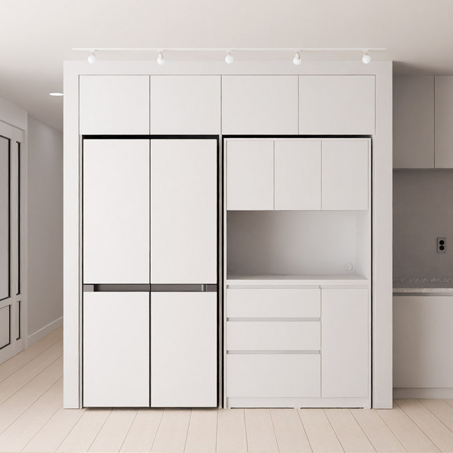 리센트 하모니 화이트 주방 냉장고 수납장 1010 상부장세트