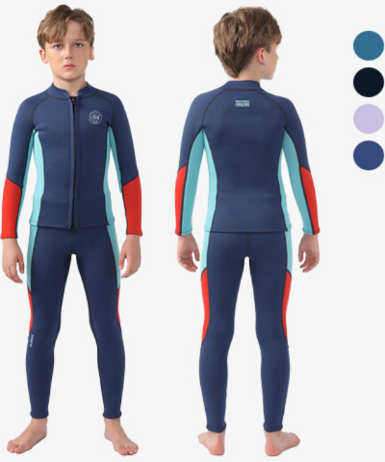 서브22 어린이 웻슈트 다이빙 물놀이 잠수복 상하의 세트, 네이비