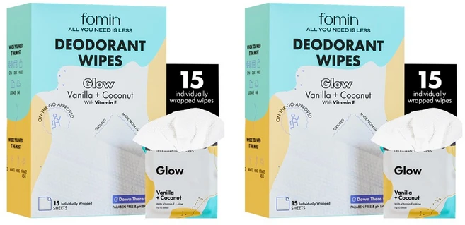 FOMIN 포민 여행용 데오드란트 티슈 15입 바닐라 코코넛 X 2팩 - 쿠팡