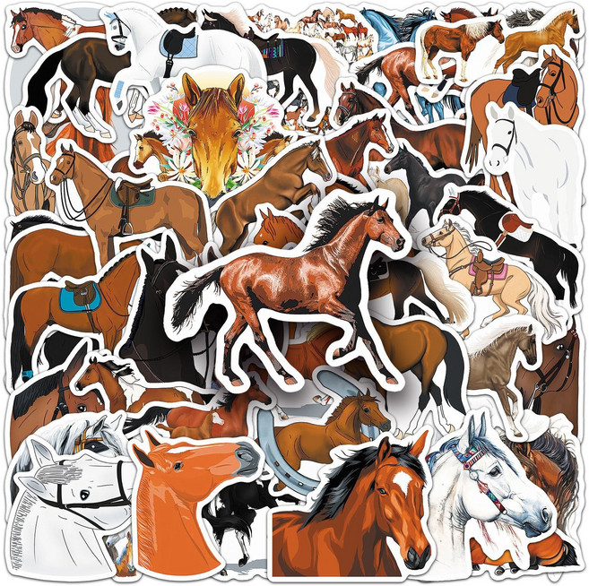 말 스티커 B형 세트 병오년 말띠 승마 동물 꾸미기, 1세트, 말 B형/50개