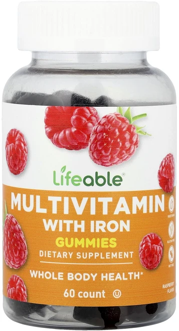 몸관리하세요 겨울입니다 Lifeable 철분 구미젤리 라즈베리가 함유된 종합비타민 구미젤리 60개 특별관리진행, Lifeable철분구미젤리라즈베리가함유된종합비타민구미젤, 1개 - 쿠팡
