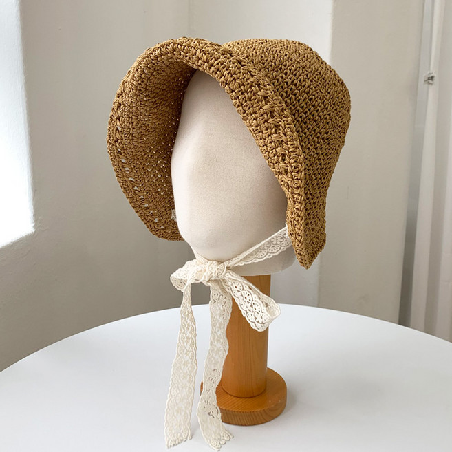 레이스 뜨개 여름 밀짚 여성 벙거지 모자