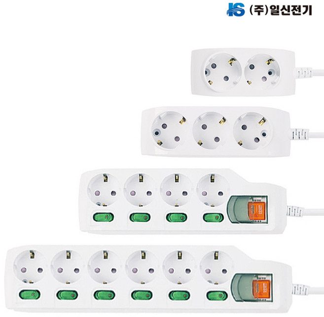 일신 국산 안전 접지 멀티탭 개별스위치 일반 2구 3구 4구 6구 1.5M 3M 5M 10M 과부하차단 멀티콘센트, 1개, 일반 6구