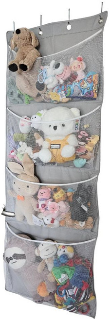 문걸이 인형 보관함 장난감 정리 수납함 대형 4단, 화이트