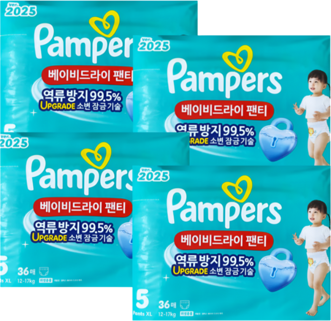 팸퍼스 2025 베이비드라이 팬티형 기저귀 5단계 288매