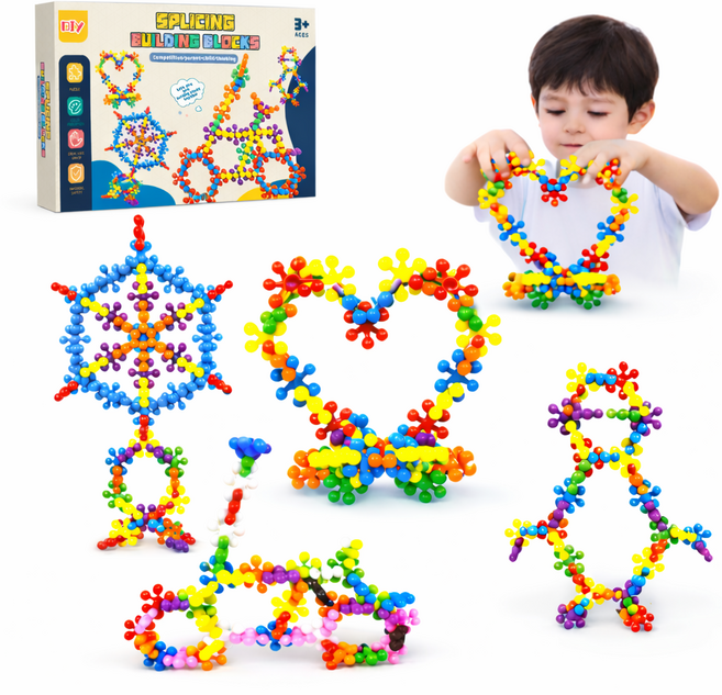 베이제 어린이 눈송이 DIY 조립 블록 장난감 400PCS 유아 교육 완구 XH2, 1개, 혼합색