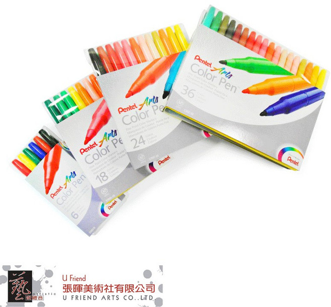 Pentel 水性彩色筆 A篇 (6/18色), 1個, 6 色
