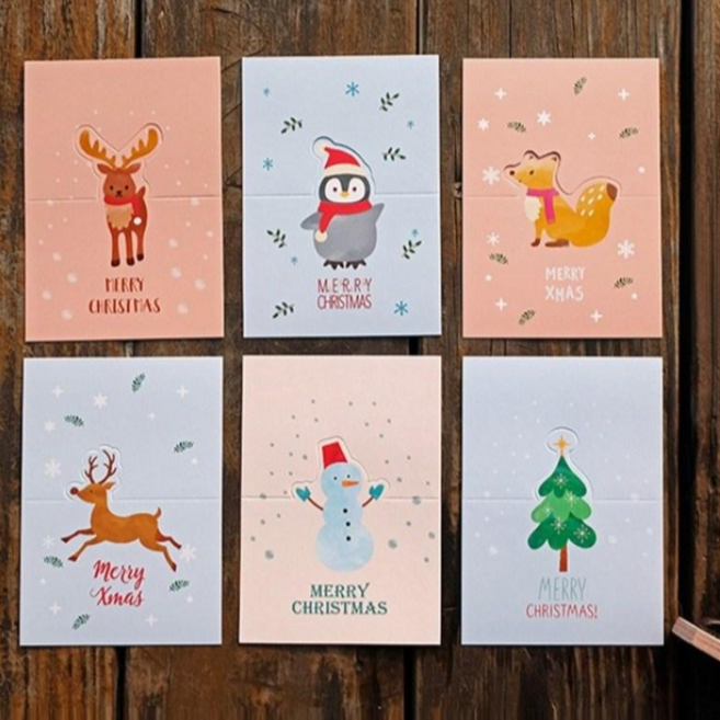 오키지 입체 캐릭터 일러스트 미니 크리스마스 카드 12P