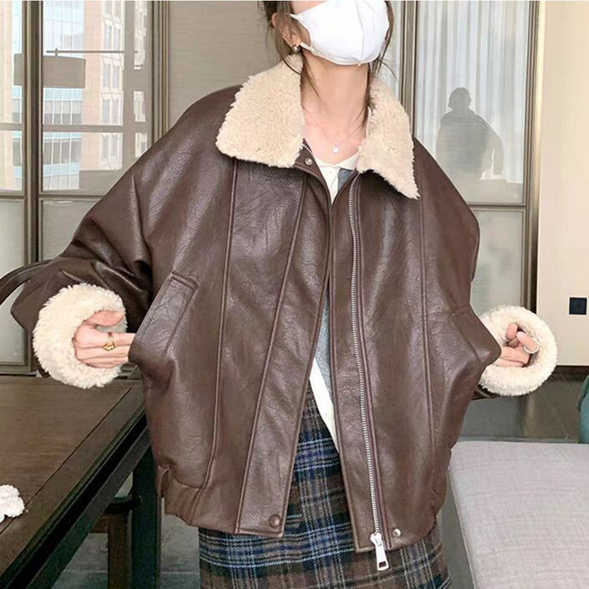 여성 겨울코트 기모자켓 PU 가죽자겟코트 캐주얼 루즈핏 OCI5416 56