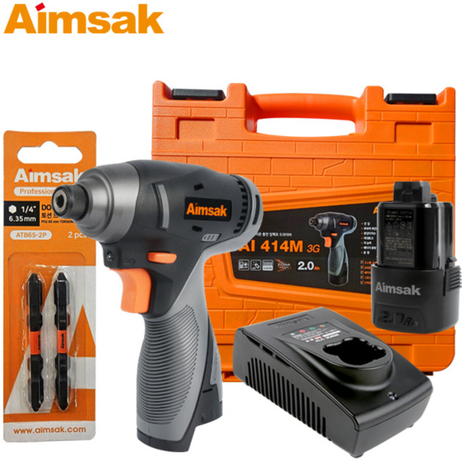 아임삭 임팩드릴 AI414M3G 충전임팩드라이버 + 배터리1개 충전기1개 비트2개 케이스 세트, 1개