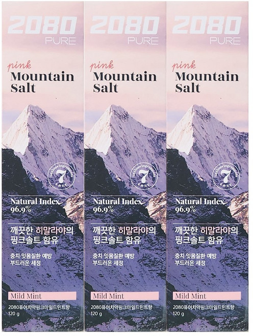 2080 퓨어 마운틴 핑크 솔트 치약, 120g, 21개