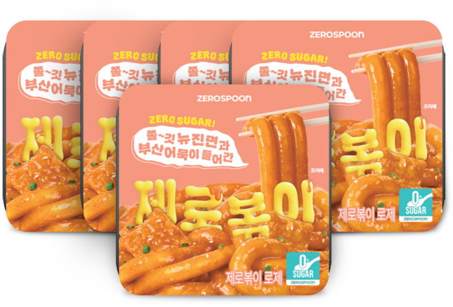 제로볶이 로제 무설탕 뉴진면 떡볶이, 5개, 240g