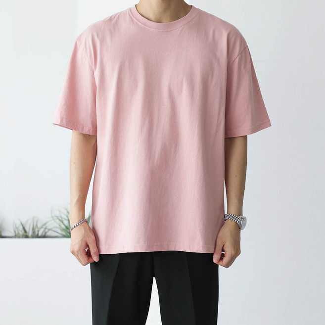 베이직바이블 라운드 무지 반팔 오버핏 빅사이즈 티셔츠 텐타덤블 줄지않는 워싱 남성 여성 남여공용