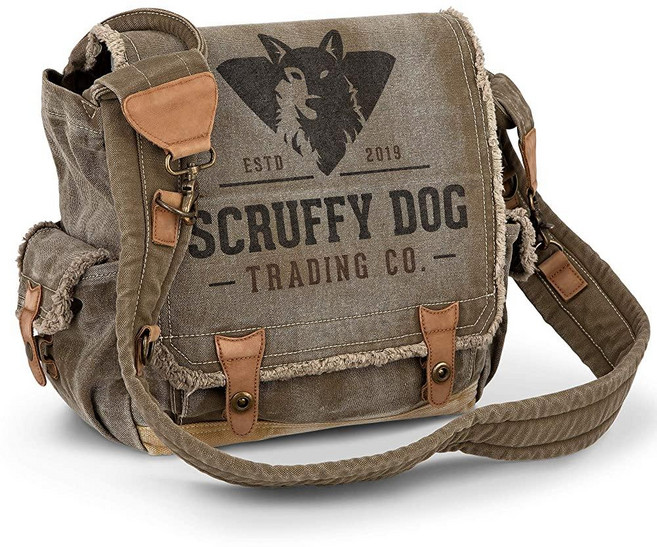 SCRUFFY DOG 남성 및 여성용 빈티지 메신저 백 - 스톤 워싱 캔버스 크로스바디 백 숄더 사첼 15.6인치 노트북에 적합 조절 가능한 크로스 바디 스트랩