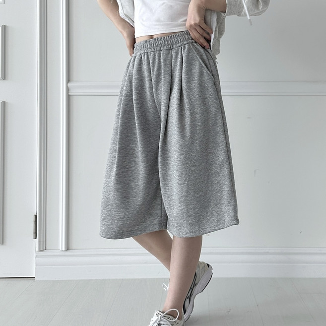 남녀공용 와이드핏반바지 버뮤다팬츠 3핀턱버뮤다 와이드팬츠