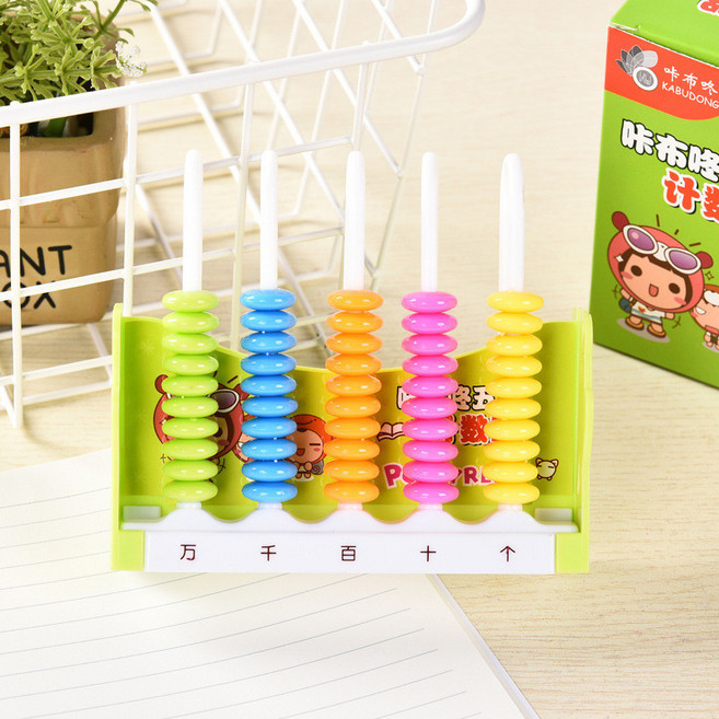 妃雪森 算盤學生兒童五行計數器教具, 1個, 绿