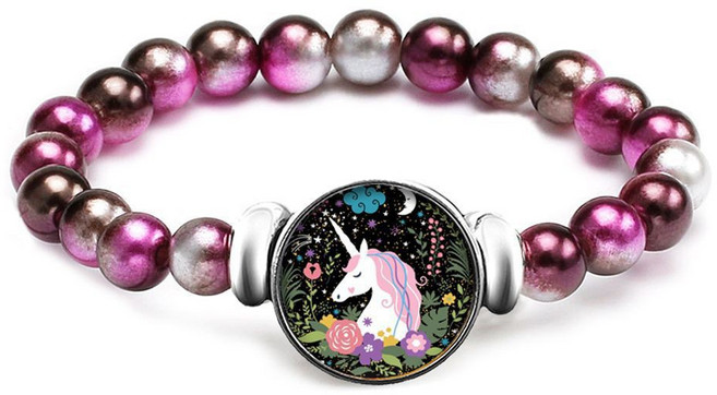 兒童手鍊手環 unicorn 配飾 生日禮物 卡通串珠寶石手鍊