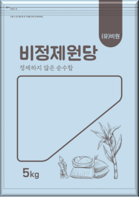정제 하지 않은 순수한 비정제원당, 1개, 5kg