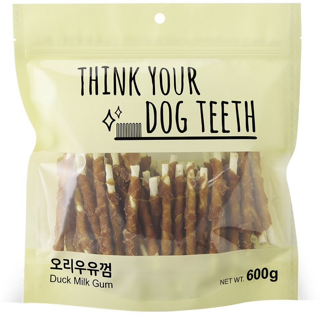 딩고껌 Think your dog teeth 오리우유껌스틱 600g 강아지 치석 제거 개껌