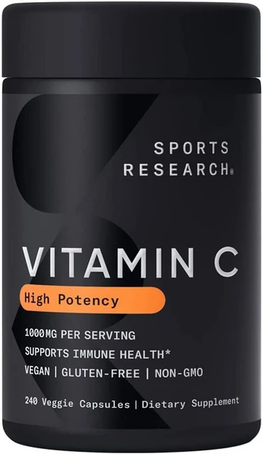 스포츠리서치 하이 포텐시 비타민 C 안티옥시던트 서포트 1000mg 베지 캡슐, 240정, 1개 - 쿠팡