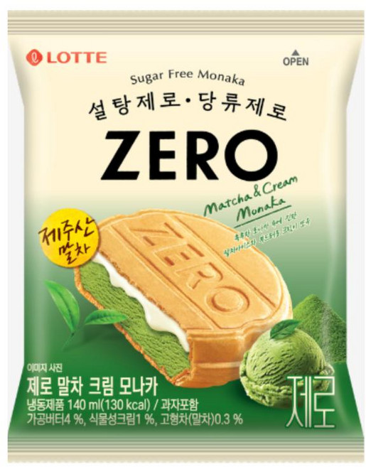 롯데 ZERO말차크림모나카, 7개, 140ml