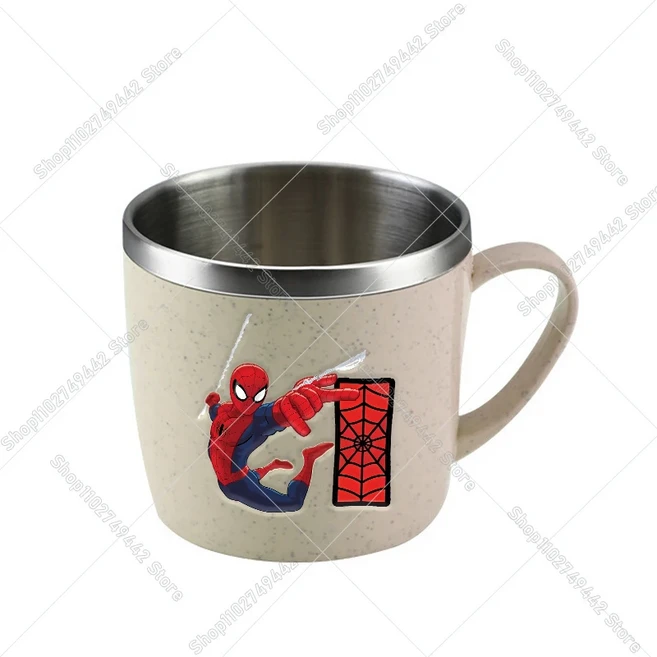 스파이더맨 알파벳 A-Z 밀크 커피 머그컵 만화 애니메이션 스테인리스 스틸 어린이 물컵 가정 사무실 손잡, 24 MW2319