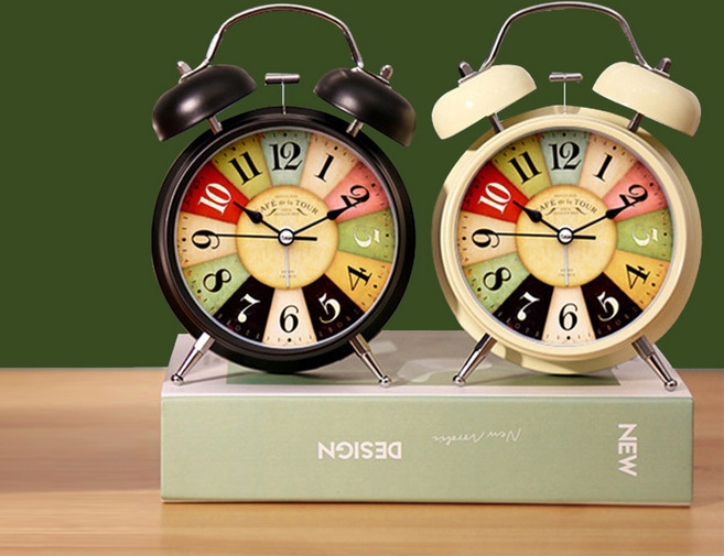 레트로 시끄러운 자명종 알람시계 무소음 탁상시계, 00IV-아이보리