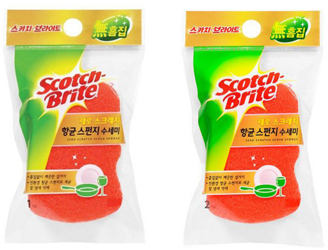3M 스카치브라이트 제로스크래치 항균 스펀지 수세미1입 78DT, 3개, 1개입