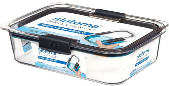시스테마 Sistema 식품용기 55105 브릴리언시 트리탄 식품 보관 용기 380ml 회색 클립 및 씰로 투명, 2 l, Single