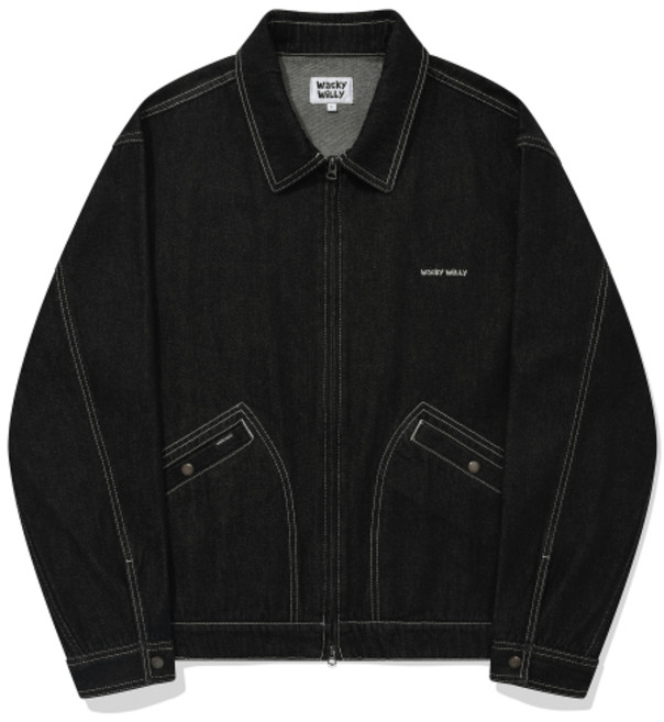 와키윌리 남녀공용 데님 트러커 자켓 블랙 MG2403JK12