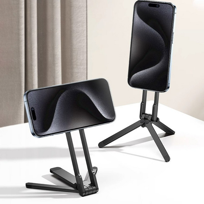 콜콜러브 스마트폰 맥세이프 미니 삼각대 접이식 핸드폰 거치대 일체형 휴대용 셀카봉, 1개, 블랙