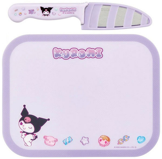 산리오 쿠로미 유아 아동 스텐 안전칼 도마 세트, 칼+도마, 1세트