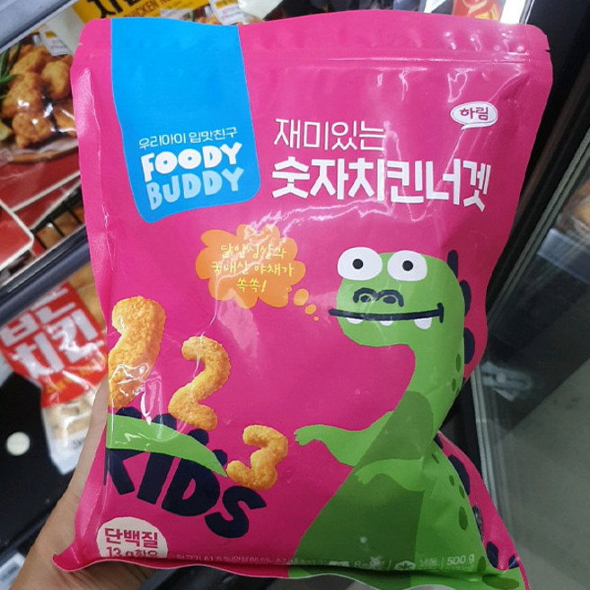 하림 푸디버디 재미있는 숫자 치킨너겟, 1개, 500g