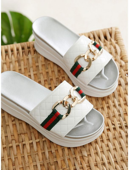 아리앤 체인 통굽 뮬슬리퍼 7cm