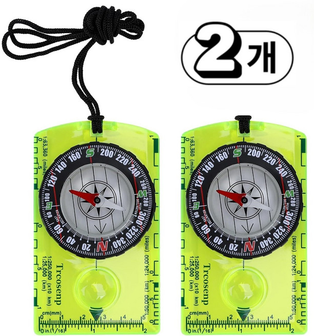 HahnRay고급나침반 어린이나침반 등산용 나침반 방수 반투명 야광색 2개
