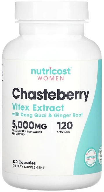 Nutricost 여성용 체이스트베리 당귀 및 생강 뿌리 함유 5000mg 캡슐 120정 NCS-67580, 1개 - 쿠팡