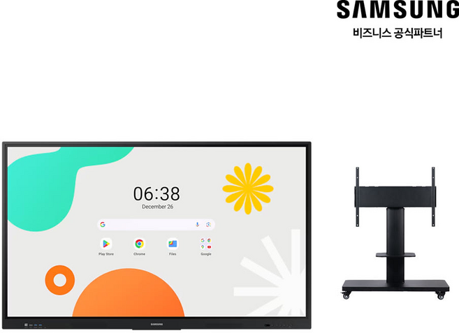 삼성 75 안드로이드 전자칠판 WA75F LH75WAFWLGCXKR, 189.3cm, 본체+이동식 스탠드 설치(HA-WAD-S7586-BK)