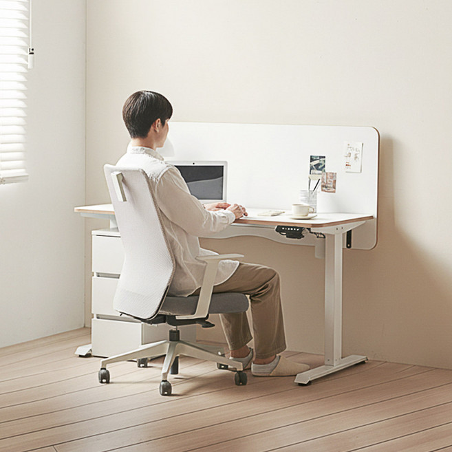 아씨방가구 리프트 전동 스탠딩 모션데스크 1400 (책상+서랍+파티션), 엣지 메이플, 선택:엣지 메이플