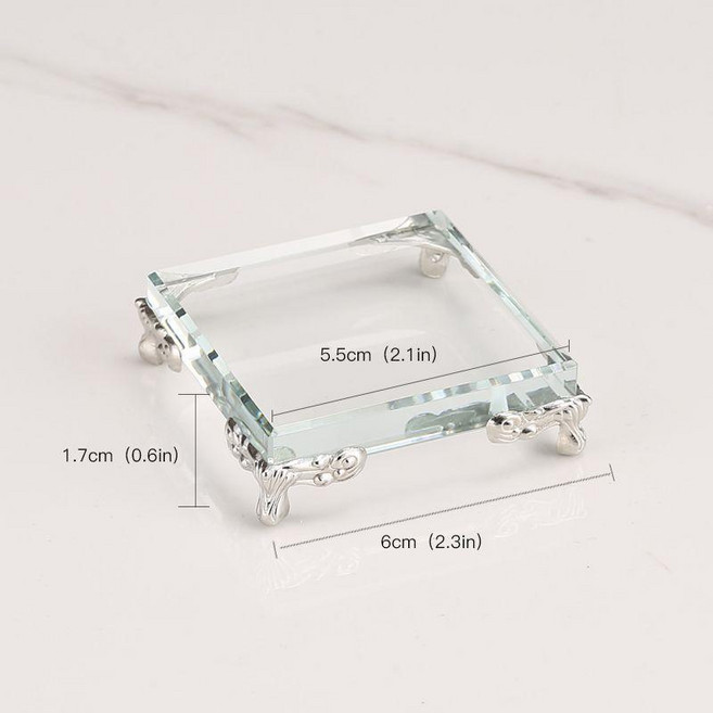 水晶玻璃擺件底座, 銀, 6#普通正方形底座