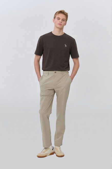 25SS [스테디셀러] 브라운 멜란지 면 반팔티셔츠 WHTS5B901W2