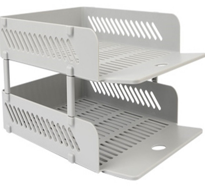 HY 2단 서류보관함 트레이 이면지함 서류정리함 문서트레이 서류함, 쿨그레이