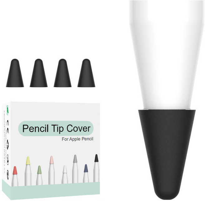 구디푸디 애플펜슬 펜촉 캡 케미꽂이 팁 보호 케이스 (실리콘), 4개입, 블랙