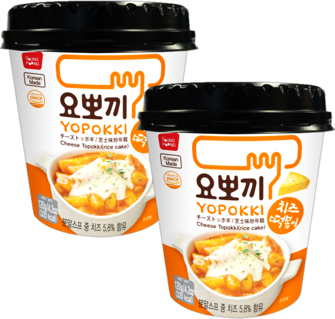 요뽀끼 치즈 떡볶이컵, 120g, 2개