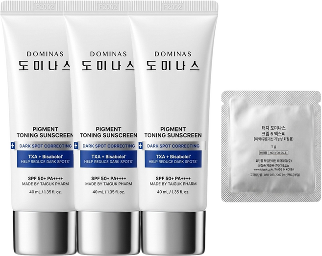 태극제약 도미나스 알파비사보롤 트라넥삼산 선크림 40ml+크림 체험분1g 1개, 3개, 40ml
