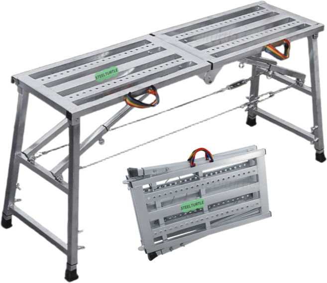 스틸터틀 미끄럼방지 접이식 우마사다리 1600X300 이중안전 높이조절 80-130CM, 1개