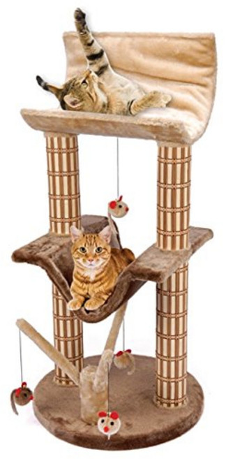 Penn Plax 천연 대나무 해먹 중형 캣타워 BEIGE, 1개