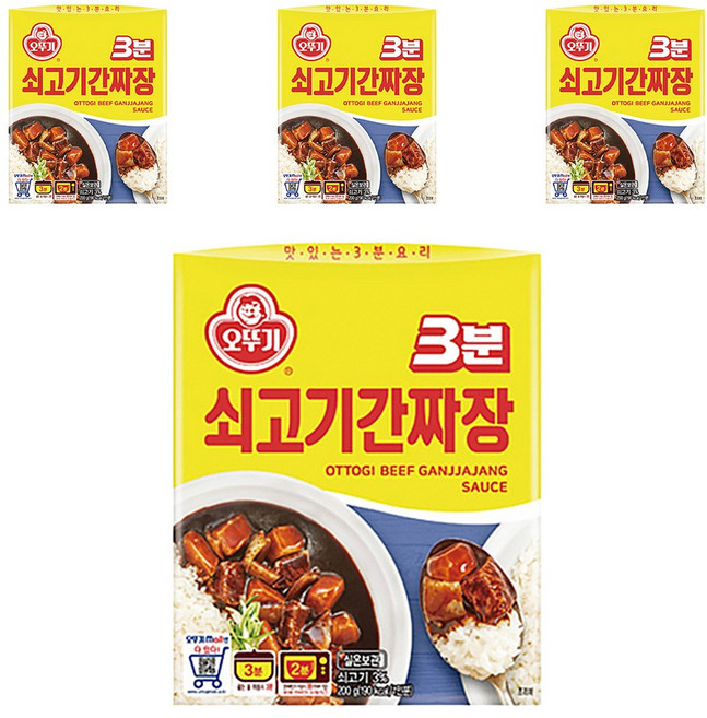 오뚜기 3분 쇠고기 짜장, 200g, 4개