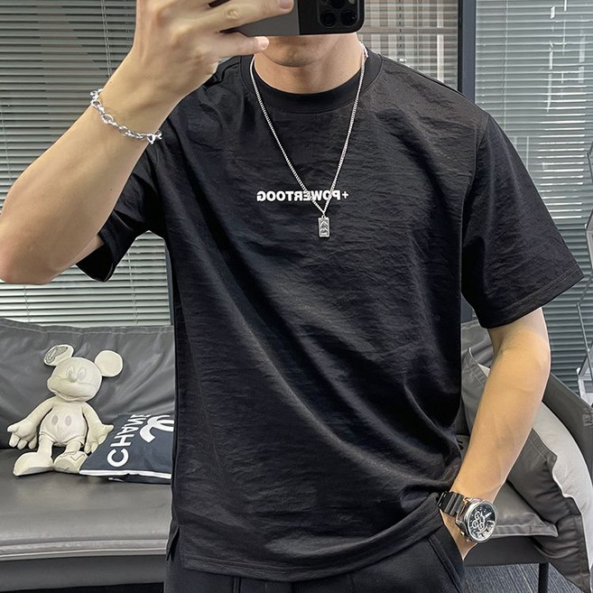 녕동 남성 냉감 린넨 반팔 티셔츠 루즈핏 쿨 라운드티 데일리룩